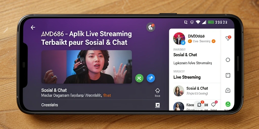 Antarmuka DMD686 menampilkan fitur Live Streaming interaktif yang menarik.