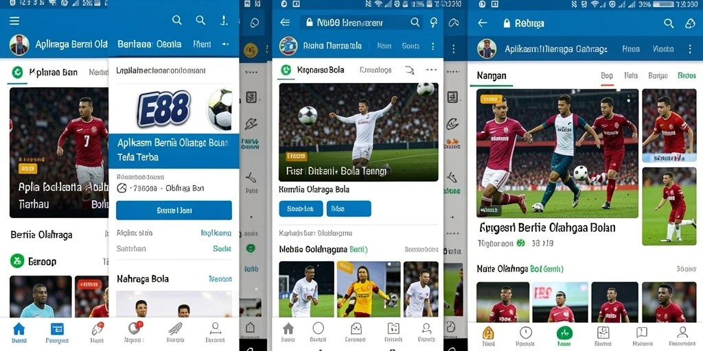 Antarmuka E88 menampilkan berita olahraga bola dengan jelas dan mudah diakses.