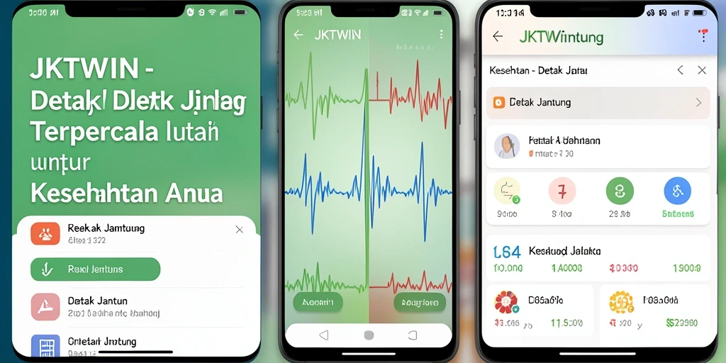 Tampilan antarmuka utama aplikasi JKTWIN untuk detak jantung.