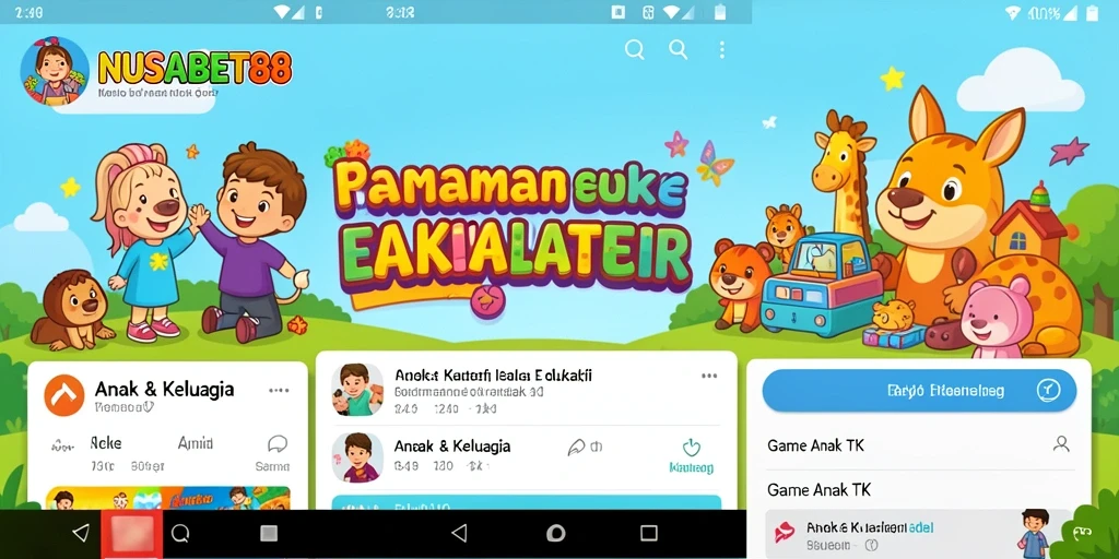 Tampilan antarmuka yang ceria dan ramah anak dari NUSABET88.