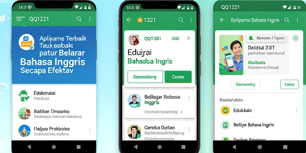 Antarmuka aplikasi QQ1221 untuk belajar Bahasa Inggris yang interaktif dan menarik.