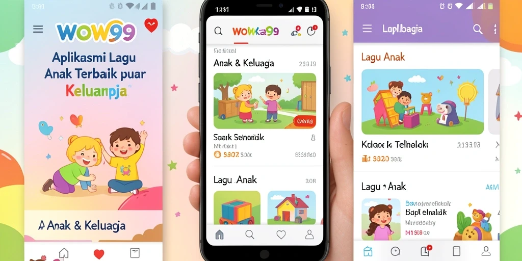 Antarmuka WOW99 menampilkan beragam lagu anak yang menarik dan edukatif.