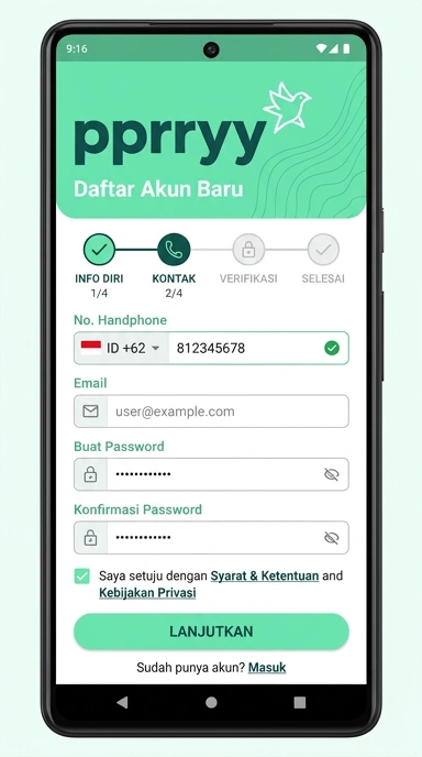 Daftar Akun Baru pprryy untuk Pengguna Android